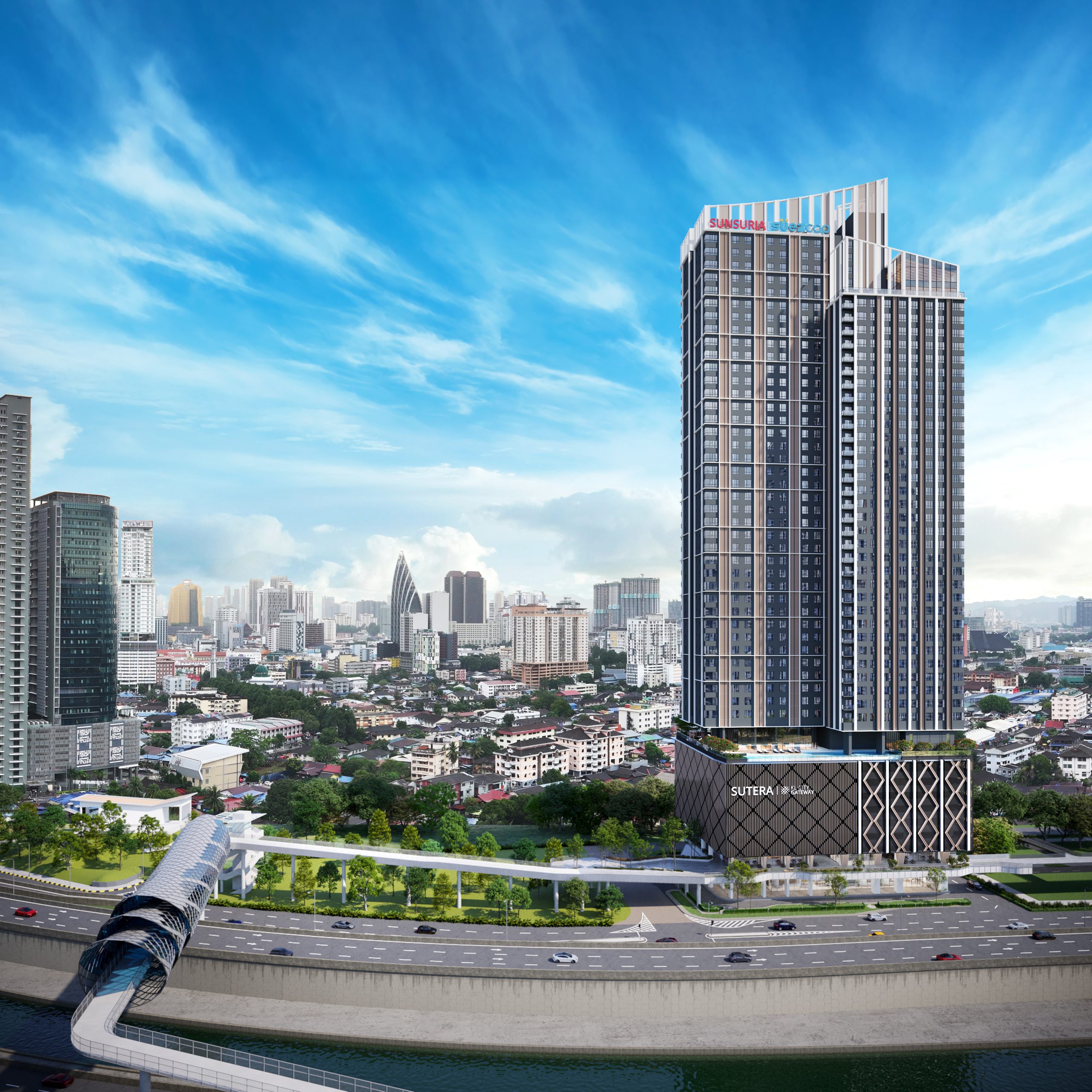 SUTERA KL City Gateway tower mid-level view over the Kuala Lumpur skyline