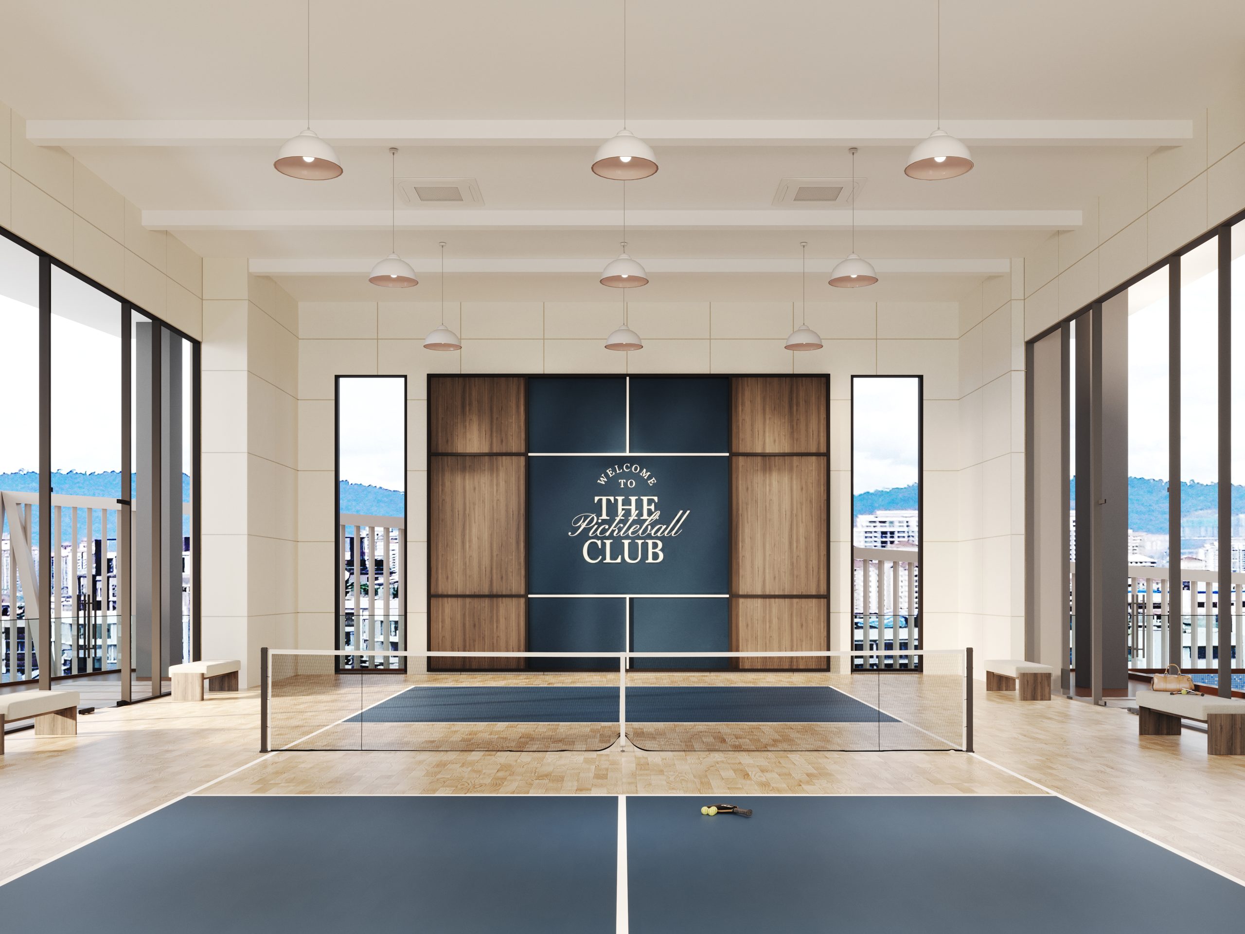 Rooftop pickleball court