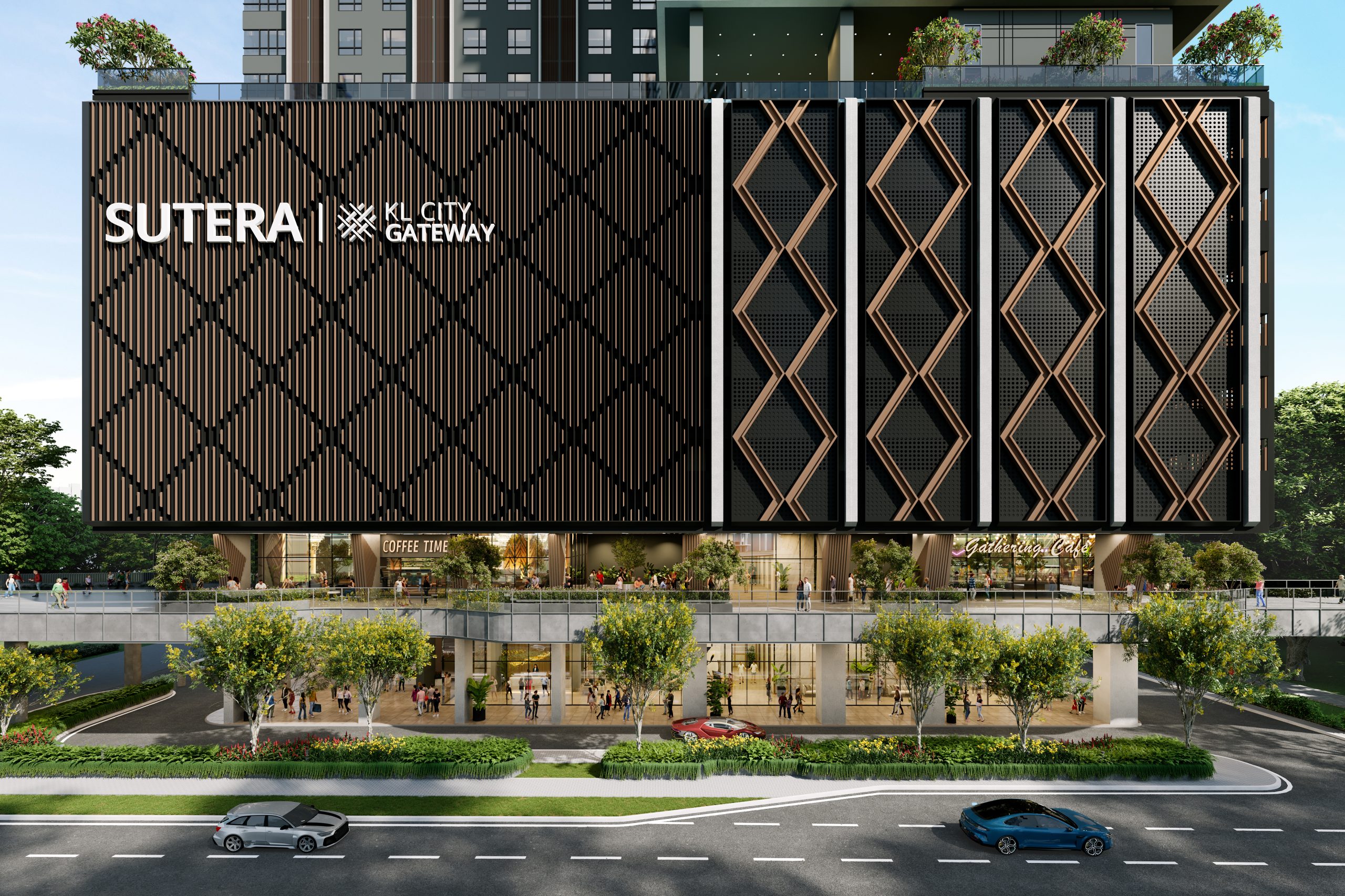 SUTERA KL City Gateway street-level facade with retail frontage