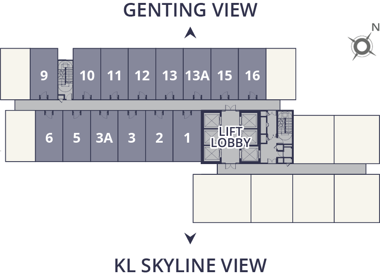 Key plan locator for Type A units, showing Genting View and KL Skyline View orientation