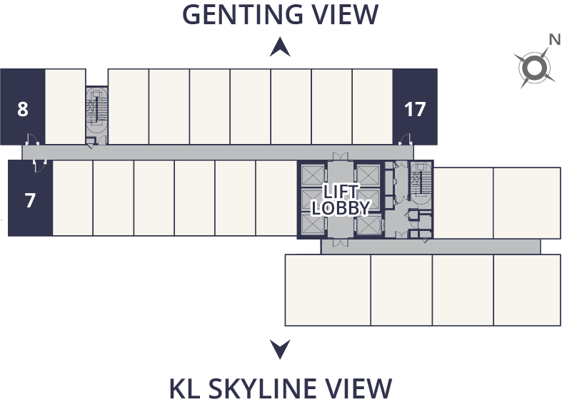 Key plan locator for Type A1 units, showing Genting View and KL Skyline View orientation