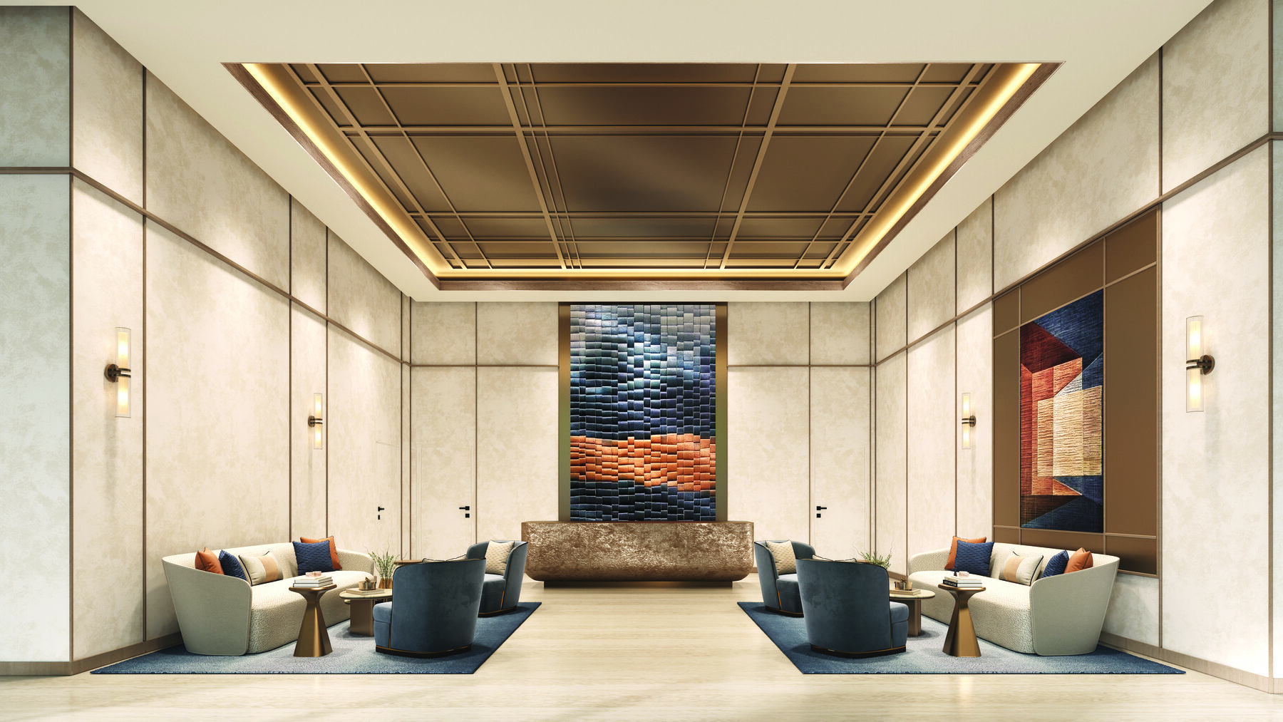 Elegant reception area at SUTERA SUITES